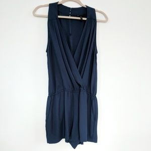 Crossover Draped Romper Navy